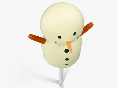 Cake Pop Snowman Low-poly 3D model