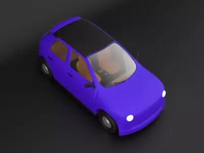 Stylized Cartoon Car Rigged 3D Model Low-poly 3D model