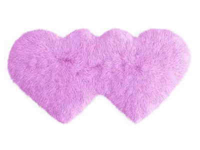 Faux Fur Carpet Two Hearts 3D model