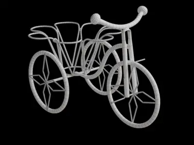 Black Metal Tricycle Plant Stand Low-poly 3D model