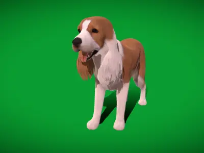 English Cocker Spaniel Dog Low-poly 3D model