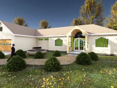 4 Bedroom house plan 3D model