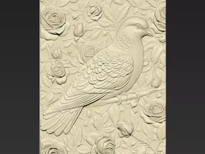 Pigeon and Roses Background A59 3D print model