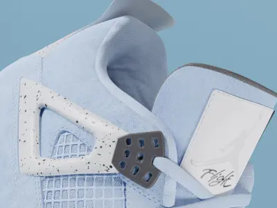 Nike Air Jordan 4 University Blue Shoe Low-poly 3D model