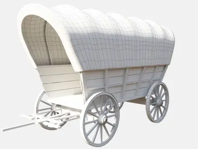 wooden cart  Low-poly 3D model