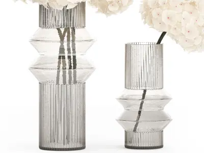 Solemn bouquet of white flowers in a vase with hydrangea 370 3D model
