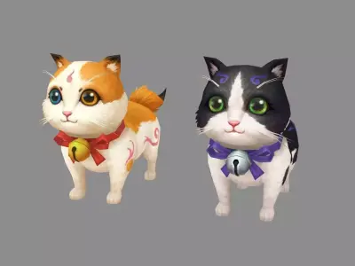 Cartoon fat cat Low-poly 3D model