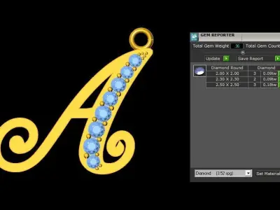 Alphabet V1 Font Style Pendant A 3D print model