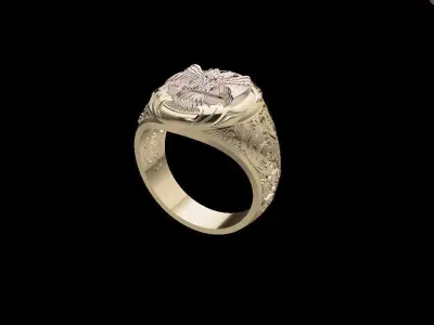 Male USA Eagle ring 3D print model 3D print model