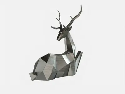Reindeer 3D print model metal deer sculpture 3D print model