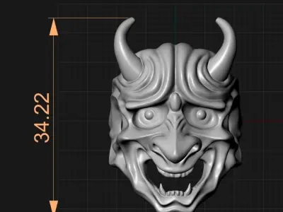 Hannya japanese mask Ring 3D print model