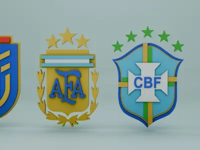 3D soccer logos from South America 3D model