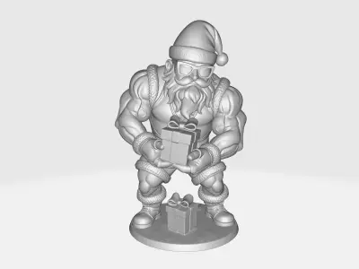 Buff Santa Claus Muscular Santa with Funny Christmas Figurine  3D print model