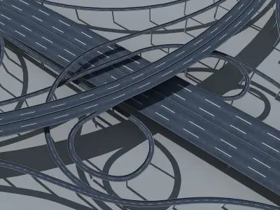 Highway Viaduct flyover  Low-poly 3D model