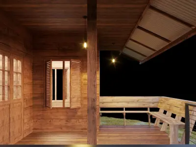 Wooden House Free low-poly 3D model