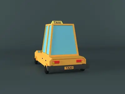 lowpoly taxi car Low-poly 3D model
