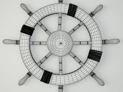 Large Marine Ship Wheel Nautical Decor 3D model