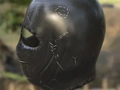 Stitched Leather Hood Mask balaclava 3D model