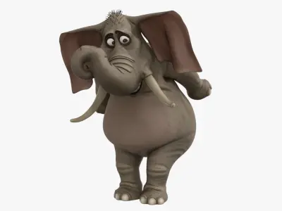 Elephant Cartoon Rigged Low-poly 3D model purchase