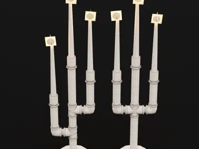 Candlestick set 8 three candle holders 3D model
