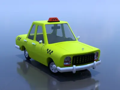 cartoon taxi 3D model buy