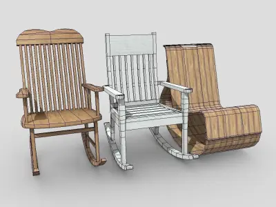 Rocking Chair Pack Low-poly 3D model