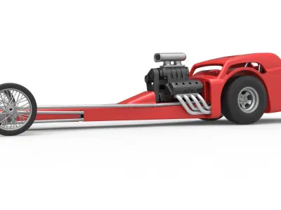 Front engine old school dragster with shell V8 Scale 1 to 25 3D print model
