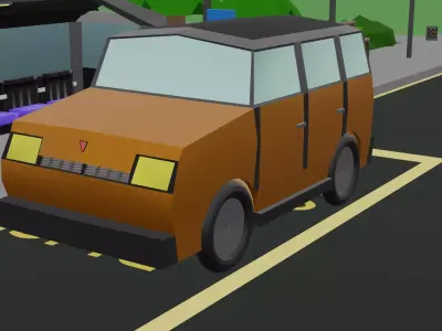 low poly stylized minivan 2 Low-poly 3D model