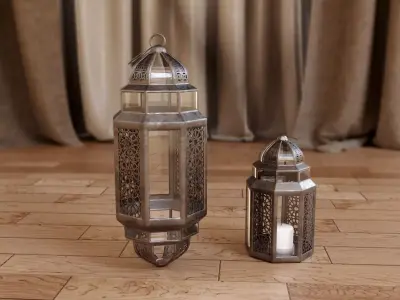 Lantern two metal lanterns 3D model