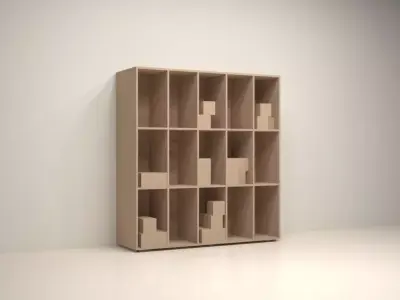 Wood Bookcase Free 3D model