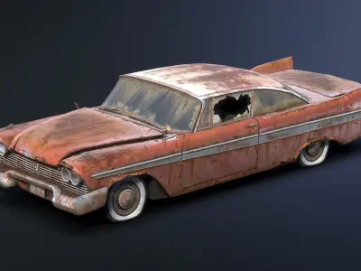 Plymouth Fury 1958 Rusty Low-poly 3D model