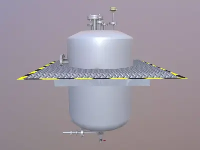 Vertical Flat Bottom Tank Low-poly 3D model