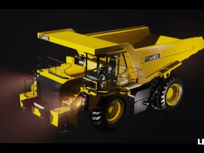 Driveable Animated Construction Truck Low-poly 3D model