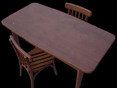 Game Ready Table and Chair Low-poly 3D model