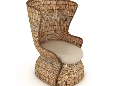 bamboo chair 3D model Low-poly 3D model