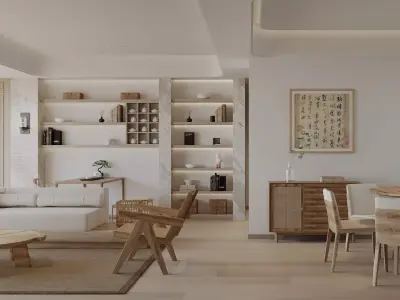 living room dining room interior scenes 38 3D model