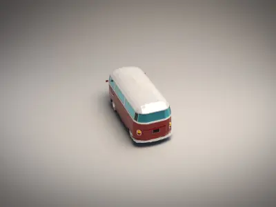 Low-Poly Cartoon VW Transporter Bus Low-poly 3D model