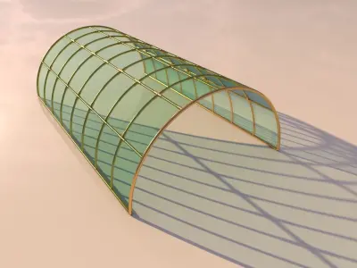 Structure with connections arched architectural space frame 3D model