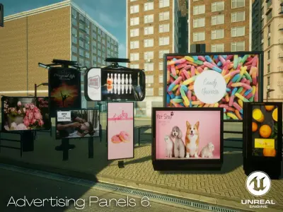 Advertising Panels 6 Unreal Engine Low-poly 3D model