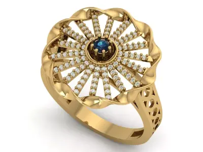 ladies Diamond Ring 3D print model 13