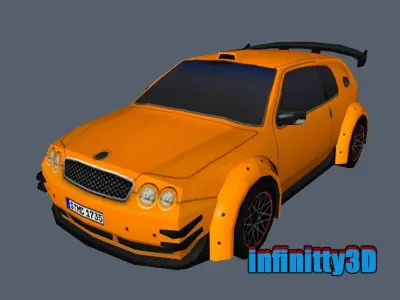 car 3d model orange Low-poly 3D model