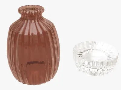 Fluted decorative glass vase 3D model
