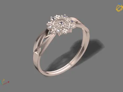 Womens Diamond Signet Ring Women Rings 3dmodels 3D print model 3D print model 51