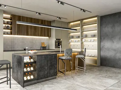 Kitchen fully parametric  Resizable manufacturable 0028 3D model