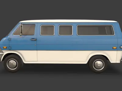 Retro Van Low-poly 3D model