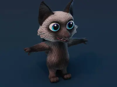 Cartoon Silver Fox 3D Model Low-poly 3D model