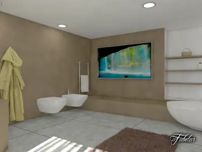 Bathroom with toilet and sink 3D model