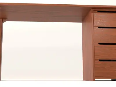 wooden - office - computer - setup desk Low-poly 3D model