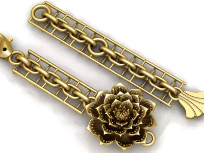 Women Fashion Flower chain Bracelets 3d Printable Model 3D print model