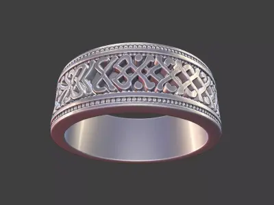 ornamental ring silver engraved band detailed mens ring 3D print model
